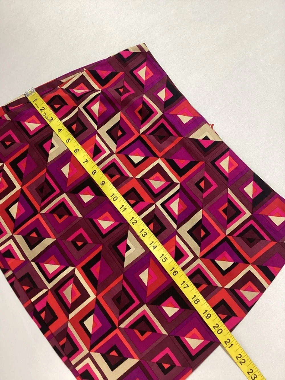 Trina Turk Geo-Block Mini Skirt in Pink, Red & Cream